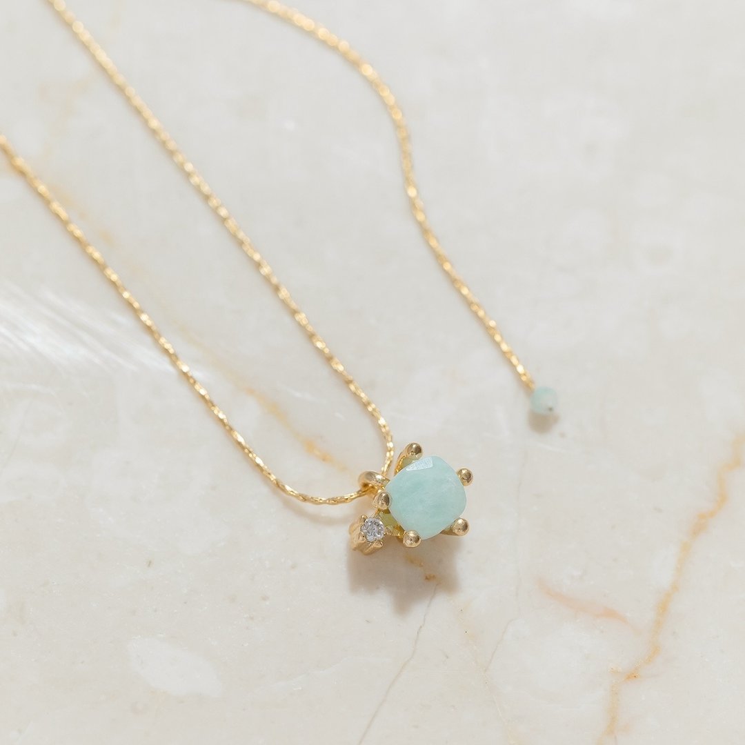 【处女座生日石】天河石 Amazonite 天然石项链 韩国制造 - 项链 - 不锈钢 