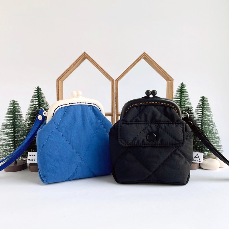 空气感缝衍铺棉塑胶口金零钱包/随身包/黑/灰 - 零钱包 - 其他材质 绿色