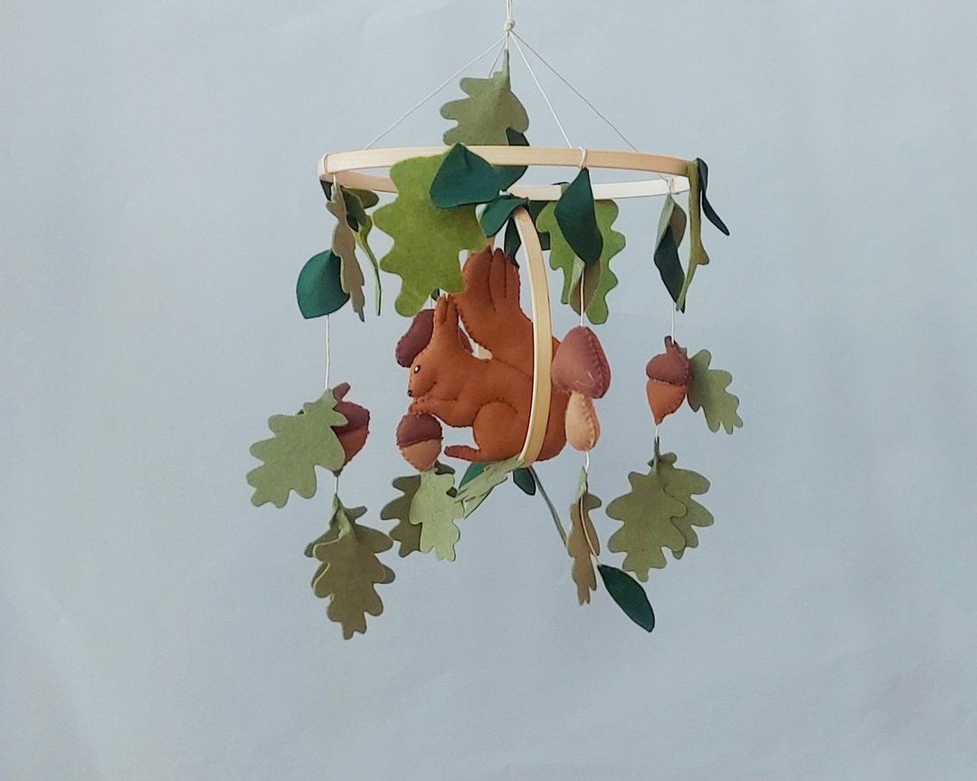 Baby mobile, Woodland mobile nursery, Animals mobile, Forest nursery - 玩具/玩偶 - 环保材料 绿色