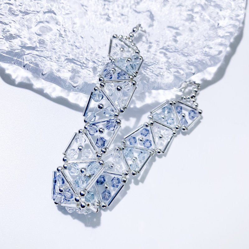 菱形水晶串珠几何手链女小众设计清冷感轻奢精致蓝色系手饰送礼物 - 手链/手环 - 玻璃 蓝色