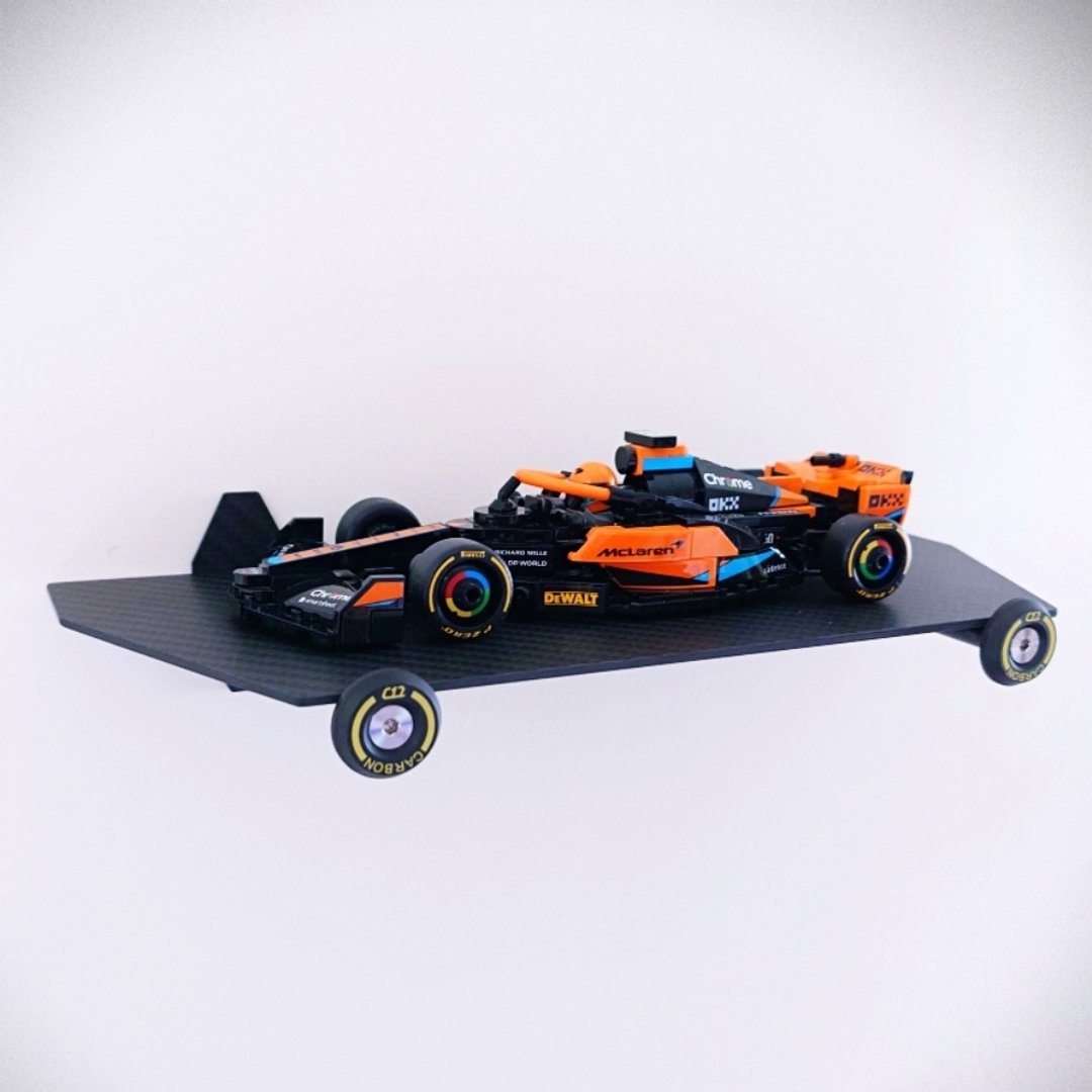 【居家装饰必备】C12 黄色 碳纤维 LEGO F1 展示架 免打孔无痕置物 - 置物架/篮子 - 碳纤维 黑色