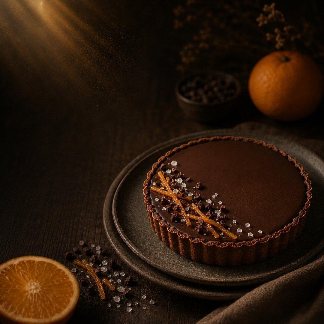 夜橙  6 寸橙皮海盐生巧克力塔 Orange After Dark Chocolate Tart - 咸派/甜派 - 新鲜食材 