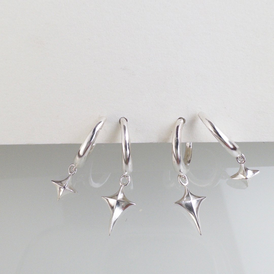 星语耳环 Starlit earrings 925纯银 - 耳环/耳夹 - 其他金属 银色