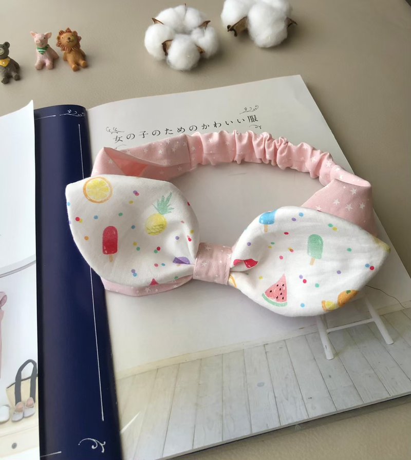 QQ水滴立体蝴蝶结儿童发带　缤纷水果冰棒　可调整尺寸 - 婴儿饰品 - 棉．麻 多色