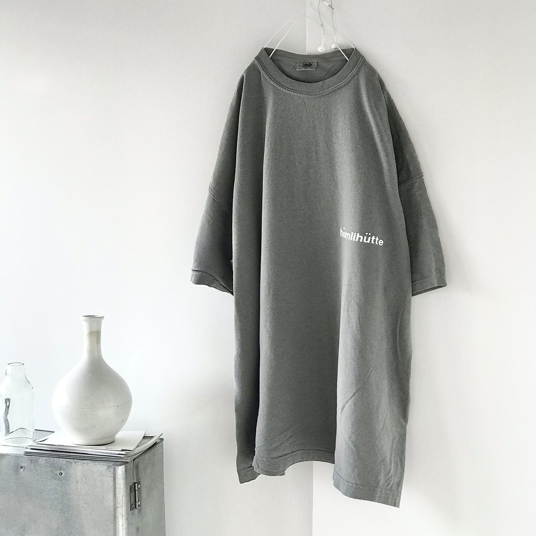 Garment dye short sleeve t-shirt / light grey / unisex / hornlihutte - 中性连帽卫衣/T 恤 - 棉．麻 灰色
