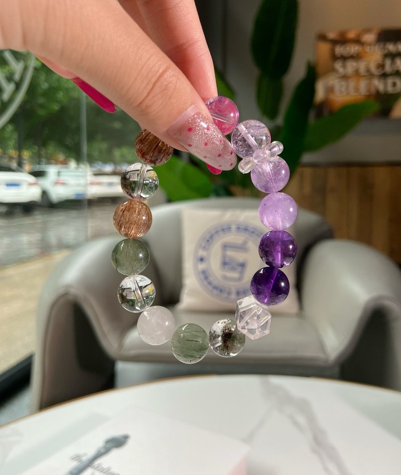 星穹绿野紫水晶黑金超白水晶白幽灵绿发晶绿幽灵多宝水晶手链招财 - 手链/手环 - 水晶 