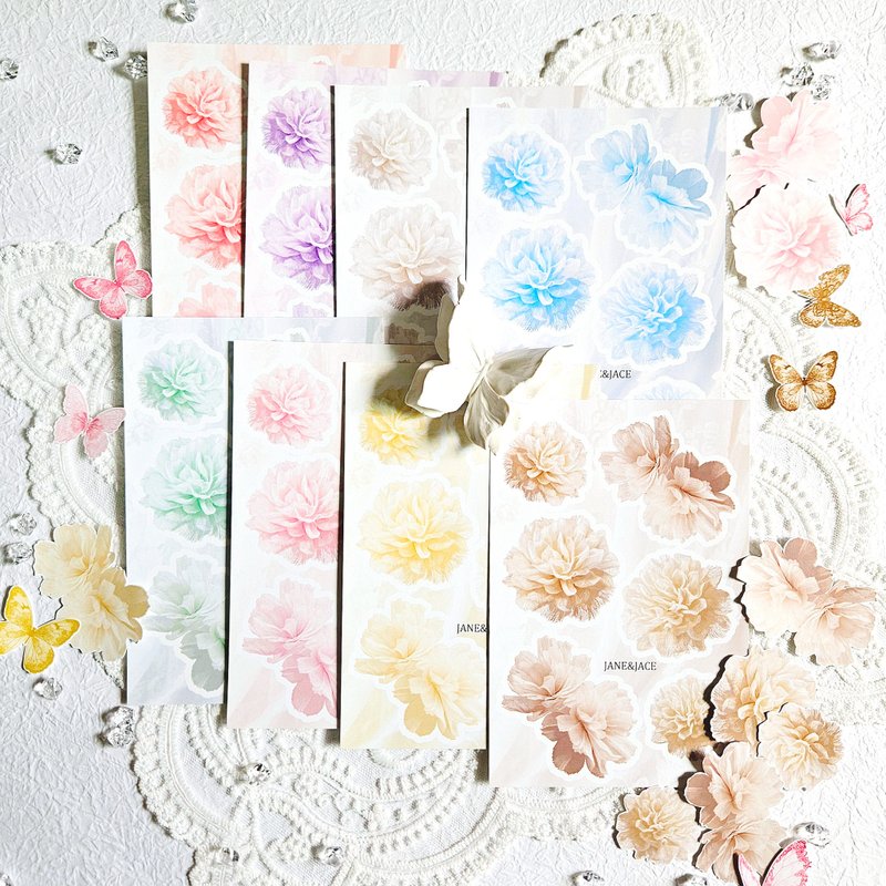 薄纱花卉纸 - 贴纸 - 纸 