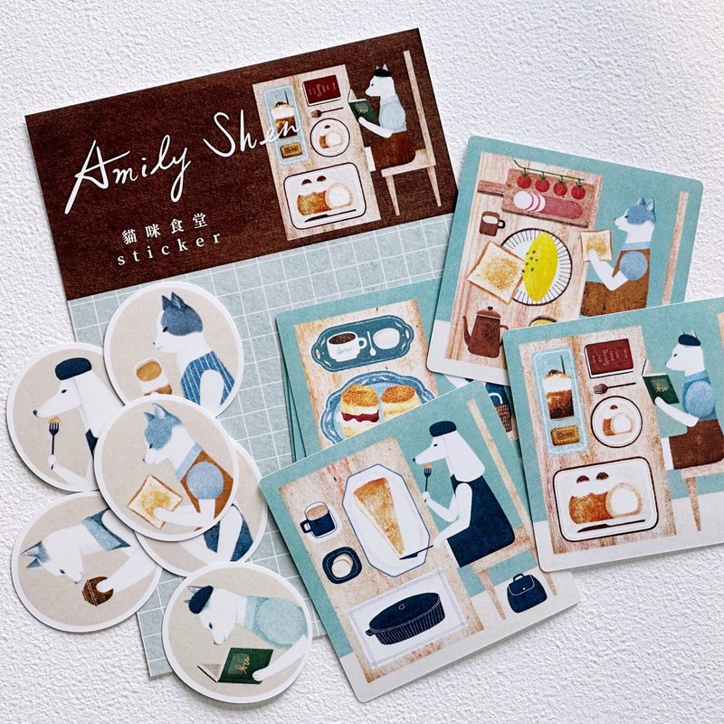 【猫咪食堂】防水雾面贴纸包 - 贴纸 - 纸 