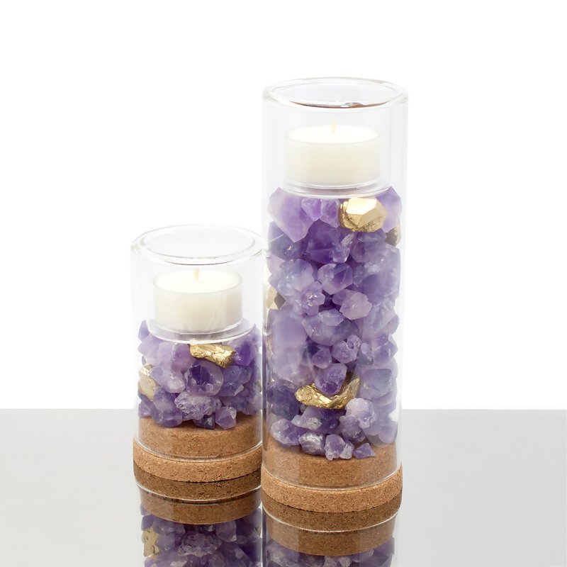 Amethyst Candle Holder 天然紫水晶烛台-套组 - 蜡烛/烛台 - 宝石 紫色