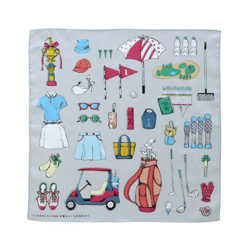 女仕高尔夫系列 浅灰色 手帕 41×41cm 100%纯棉 日本制 - 手帕/方巾 - 棉．麻 灰色