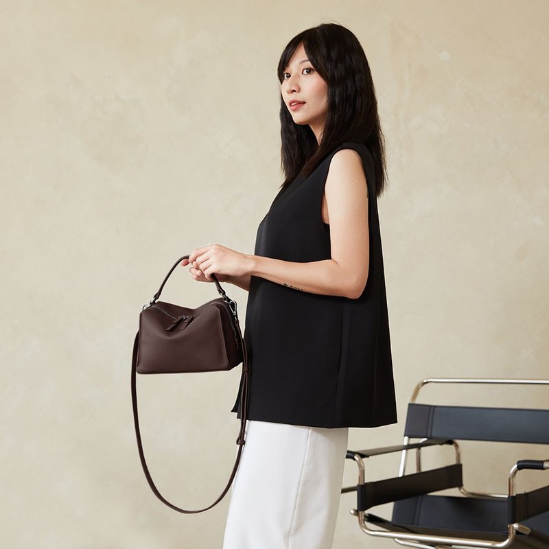 Mini Valley Cube Shoulder Bag静墨棕-侧背包/斜背包/单肩包 - 侧背包/斜挎包 - 真皮 咖啡色