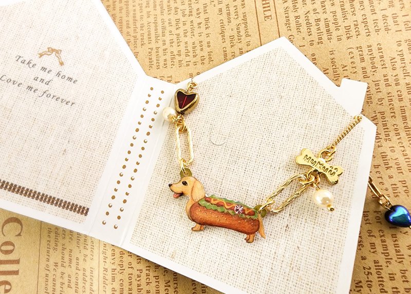 | 手绘宠物系列 | 热狗腊肠f俏皮项链 - 项链 - 其他材质 