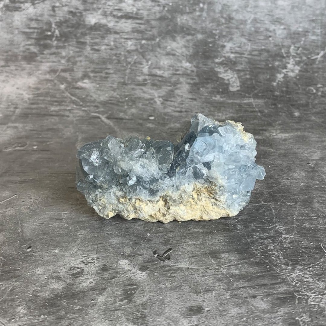 水晶簇- 天青石原矿  办公室疗愈微景观 设备摆饰 一物一图 - 摆饰 - 宝石 蓝色