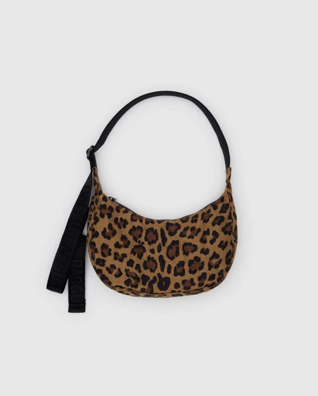 BAGGU - 回收尼龙斜背月亮包 - Small - 豹纹 - 侧背包/斜挎包 - 防水材质 咖啡色
