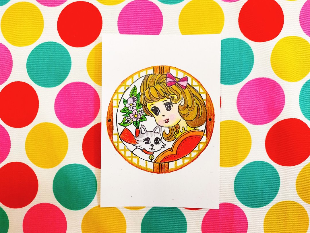昭和玩具系手绘感明信片-和服女孩 - 卡片/明信片 - 纸 