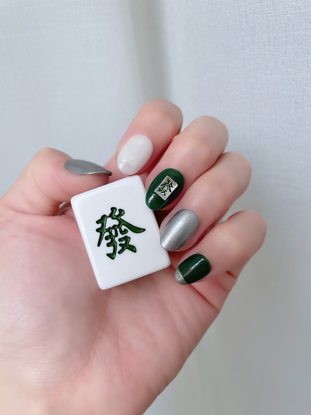 Hana手作-纯手工穿戴甲/发财美甲/打牌必备款 - 指甲油/指甲贴 - 其他材质 绿色