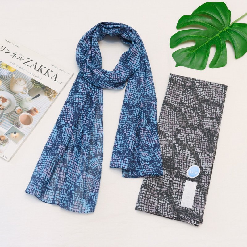 京都抗UV围巾-TOIRO-派森(蓝/黑) - 围巾/披肩 - 棉．麻 