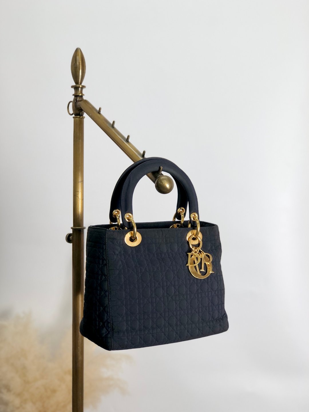 [日本直送，品牌二手包包] Christian Dior Lady Dior Cannage 手提包，海军蓝，尼龙，复古，旧 ikb6ck - 手提包/手提袋 - 尼龙 蓝色