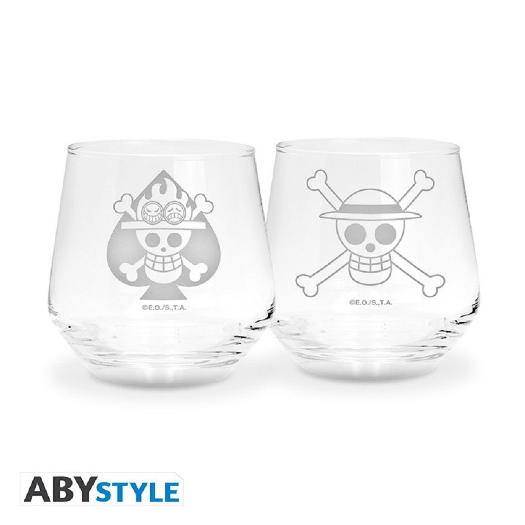 【ONE PIECE】鲁夫与艾斯兄弟玻璃杯组 - 玻璃杯 - 玻璃 透明