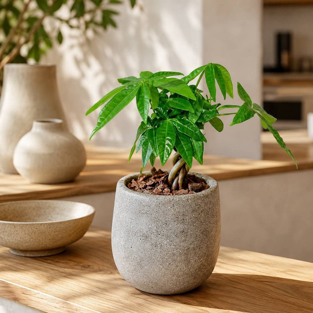 马拉巴栗 桌上型水泥盆栽 观叶植物 礼物 盆栽 交换礼物 植物 - 植栽/盆栽 - 植物．花 灰色