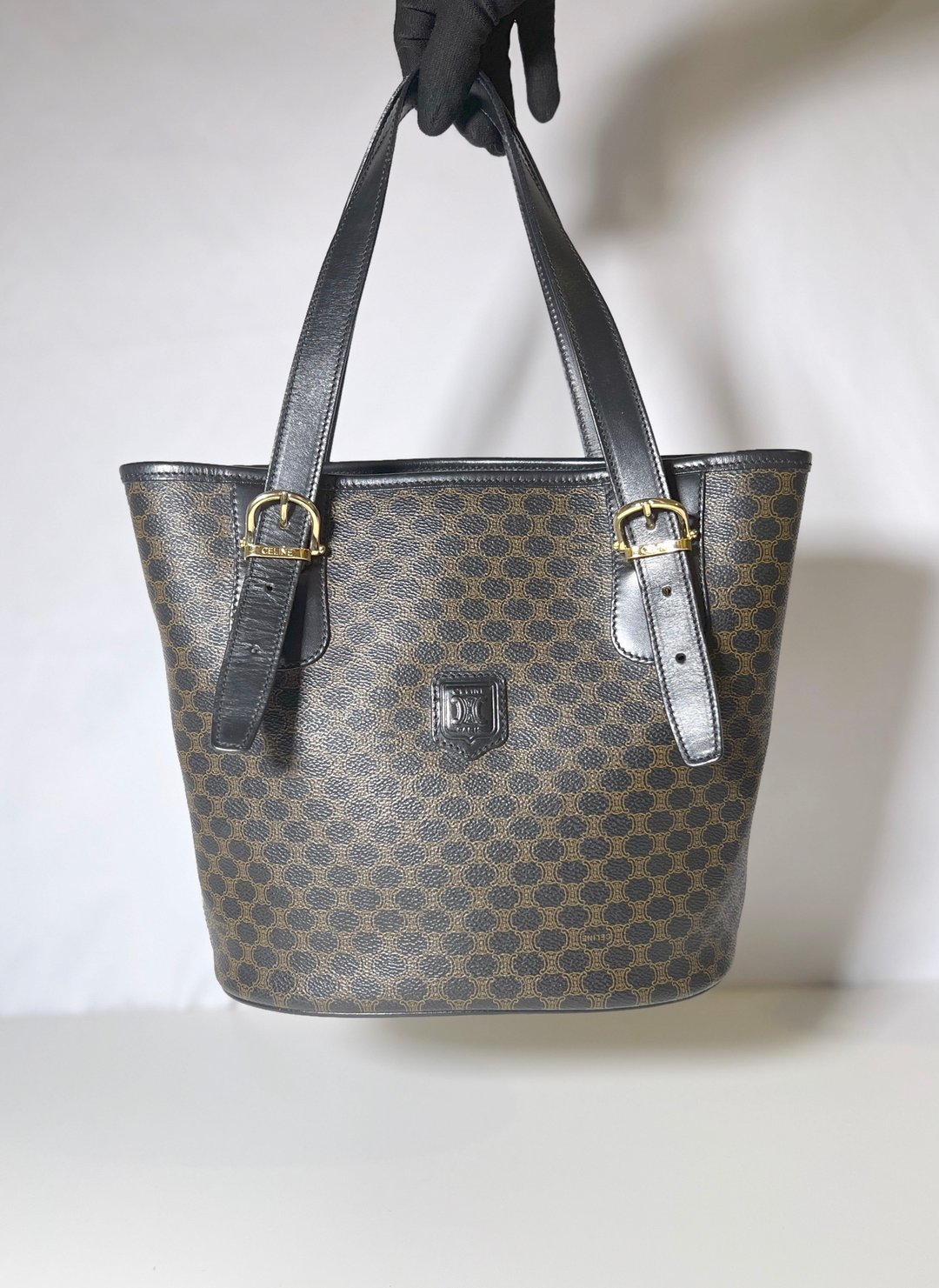 CELINE Macadam Blason Handbag 手袋 手提袋 日本中古vintage - 手提包/手提袋 - 真皮 黑色