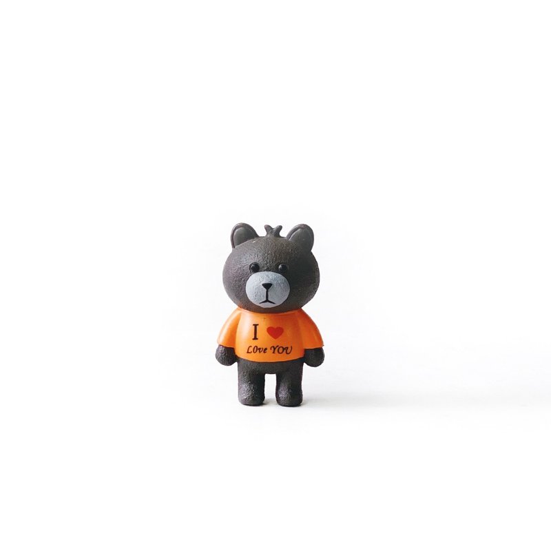 (预购) 盆栽装饰 Love 示爱小熊系列-黑熊橘衣 微景观摆饰 - 摆饰 - 树脂 黑色