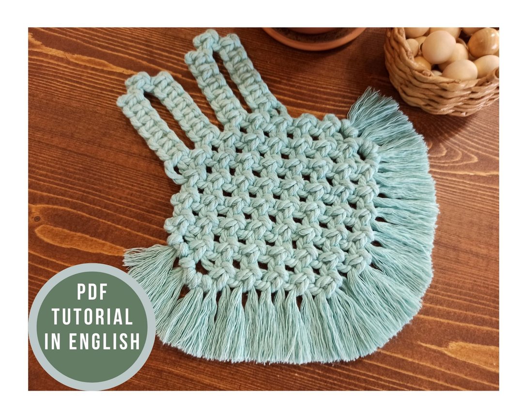 Macrame pattern PDF - Digital download - simple cute bunny coasters tutorial - 其他 - 棉 