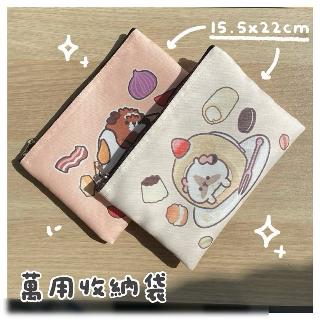 甜点奶冻卷 猪排蛋吐司 天竺鼠 万用袋 收纳袋 化妆包 - 化妆包/杂物包 - 其他人造纤维 