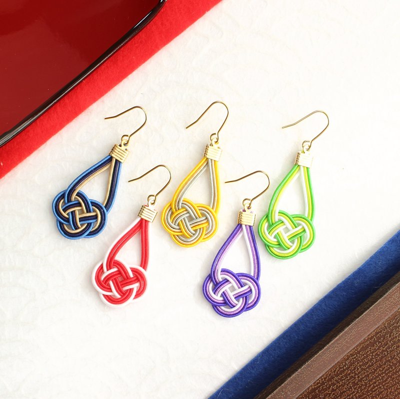 japanese style pierce earring / mizuhiki / japan / accessory / compact / simple - 耳环/耳夹 - 丝．绢 多色