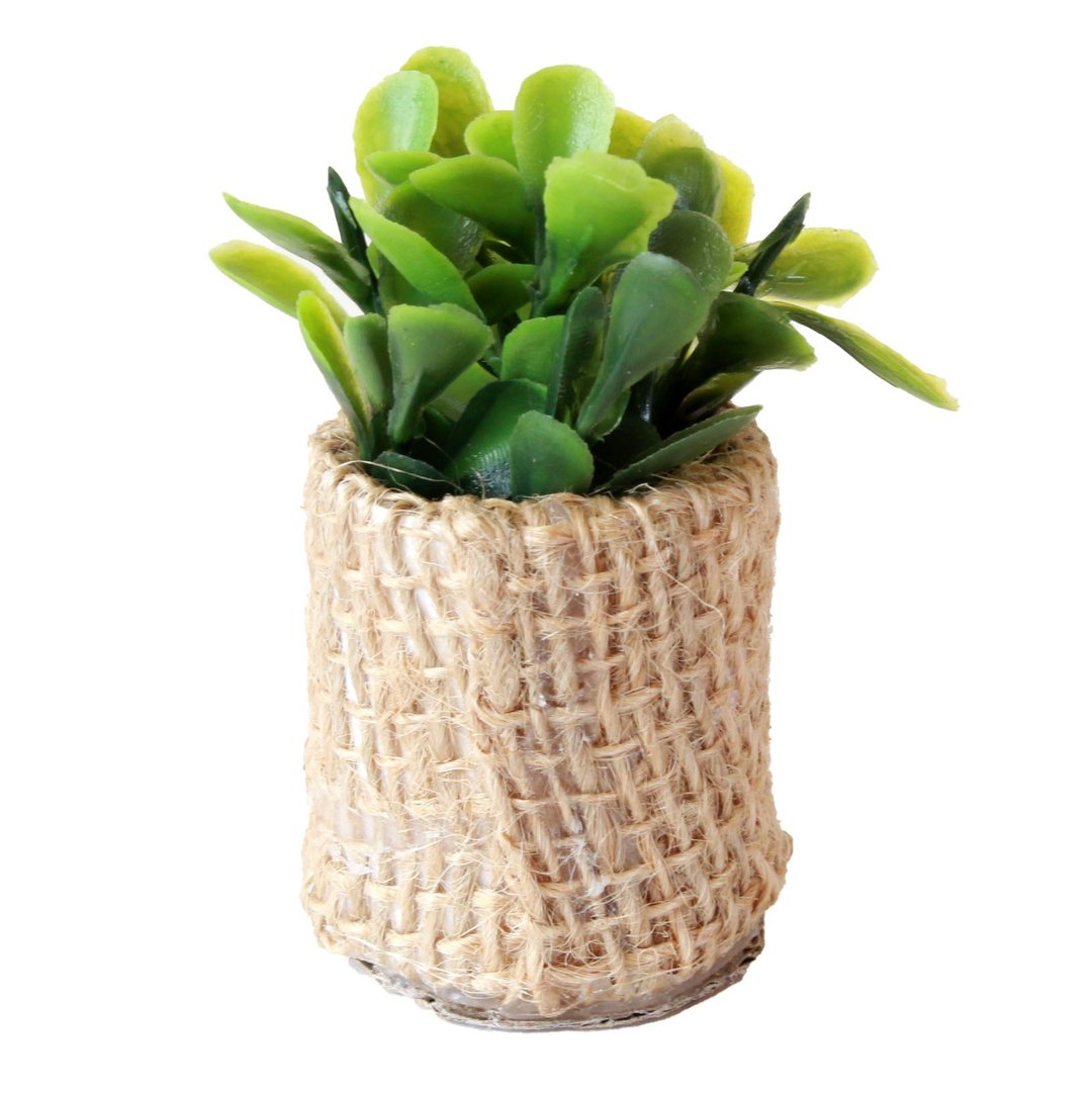 Miniature boho plant with pot for dolls house tiny fake flower mini garden green - 玩具/玩偶 - 塑料 绿色