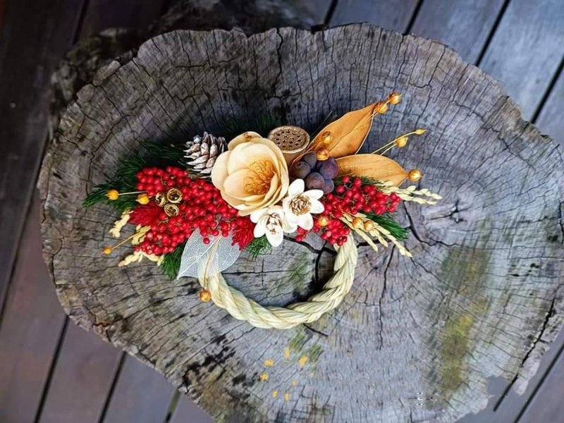 祈福注连绳挂饰 扩香花牡丹永生花注连绳开幕志庆新居落成升迁祝 - 摆饰 - 植物．花 红色