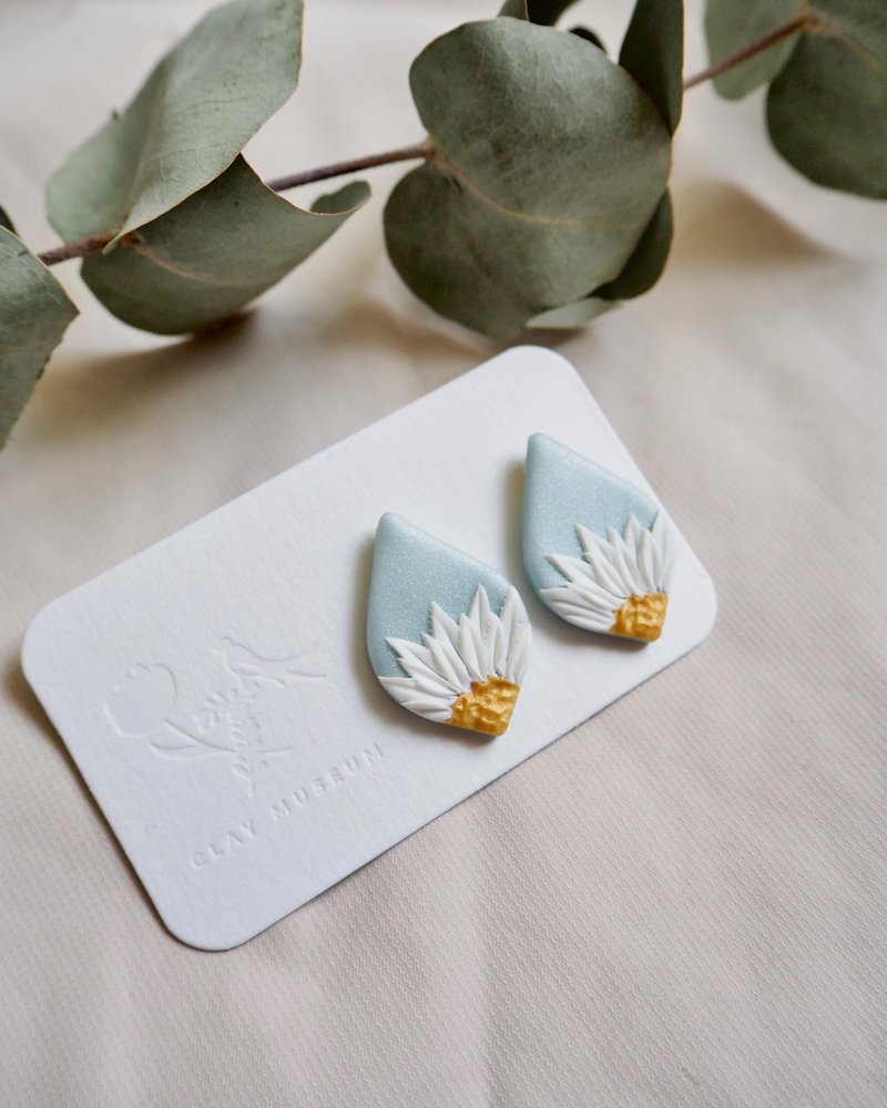 雏菊软陶耳钉 - 耳环/耳夹 - 其他材质 