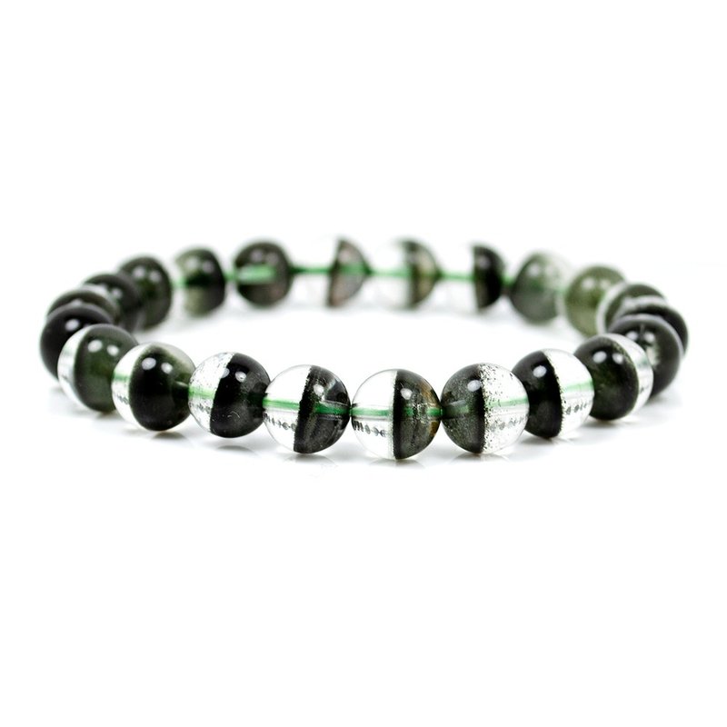 绿幽灵 顶级聚宝盆绿幽灵 8.5mm 正财开运水晶 绿幽灵手珠 - 手链/手环 - 水晶 绿色
