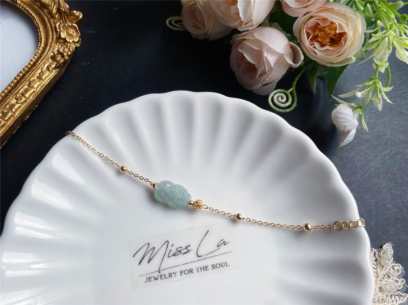 【售出】天然缅甸玉翡翠 冰种 晴水 貔貅 设计款 闺蜜 手链 礼物 - 手链/手环 - 玉石 绿色