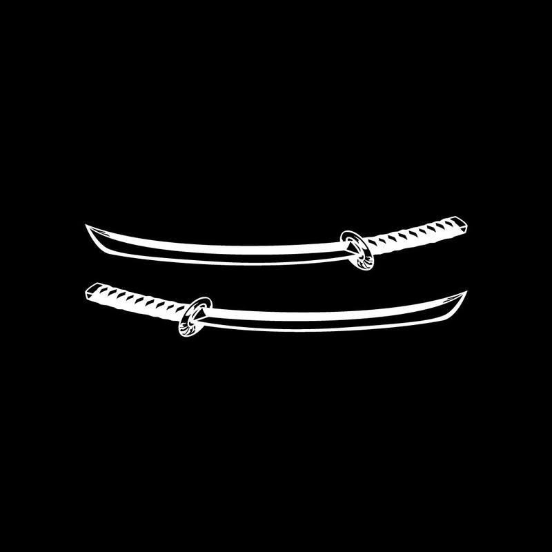 武士刀 银白色  武士魂 对贴 日本刀 日本风 日式 反光贴纸 防水 - 贴纸 - 防水材质 