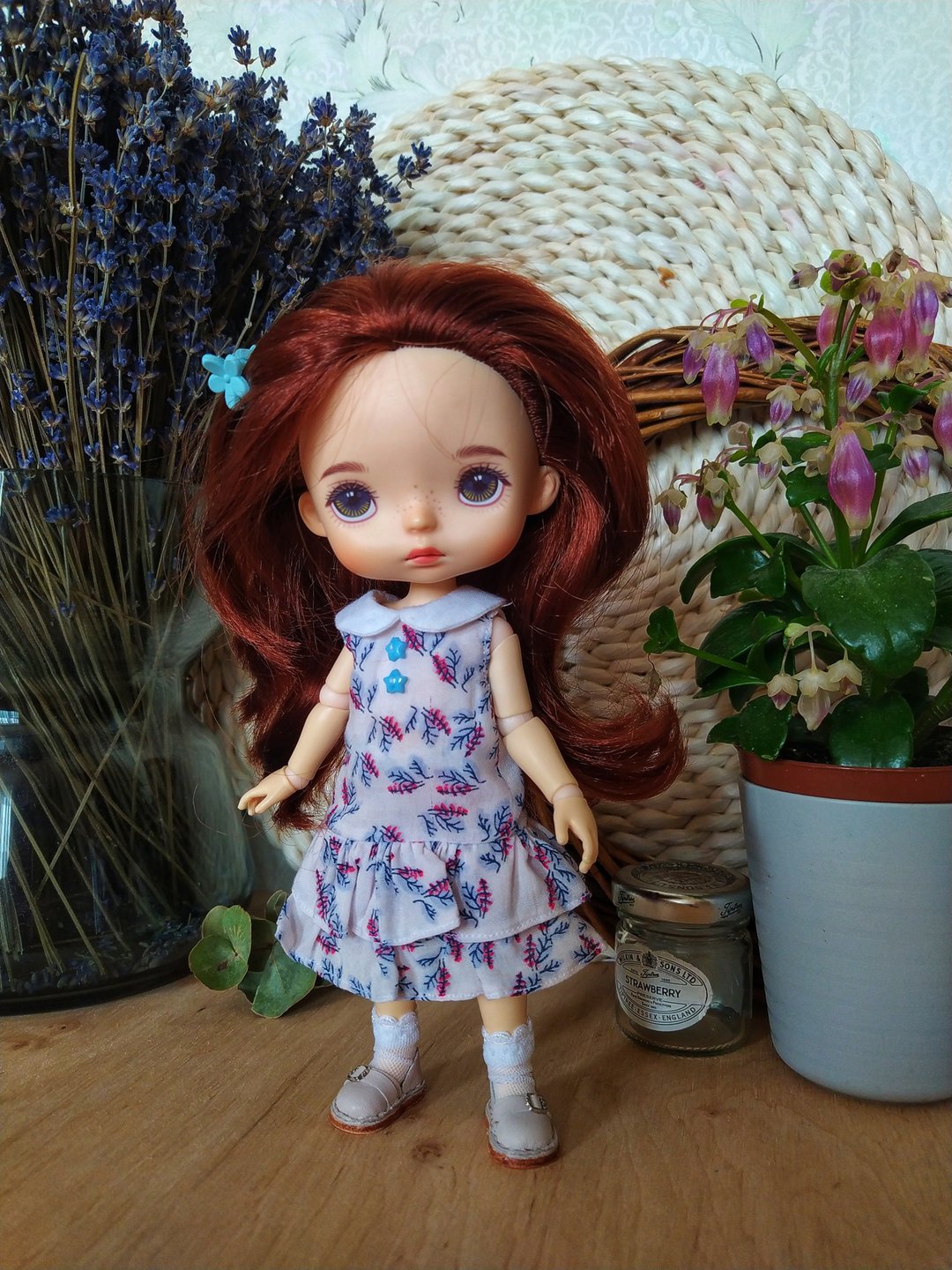 40年代学生风格的连衣裙。适用于 9-10 英寸的玩偶 Monst Xaiomi、Holola、Blythe。 - 玩具/玩偶 - 棉．麻 白色