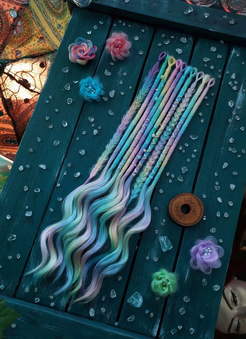 故障色粉彩彩虹造型假发辫 / 部分假发辫 / 多彩假发辫 - 发饰 - 其他材质 多色
