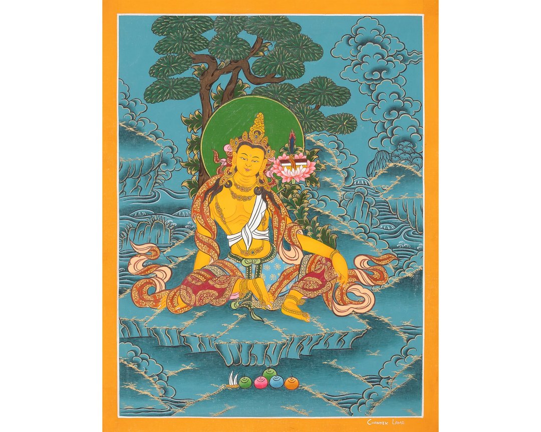 藏传菩萨绘画——手绘文殊菩萨唐卡 - 墙贴/壁贴 - 其他材质 橘色