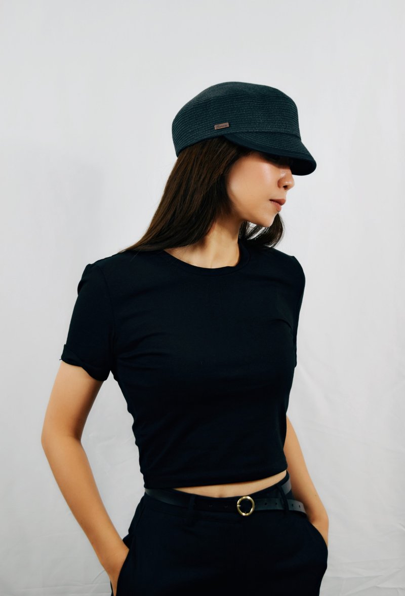 美式编织报童帽-黑色 - 帽子 - 纸 黑色