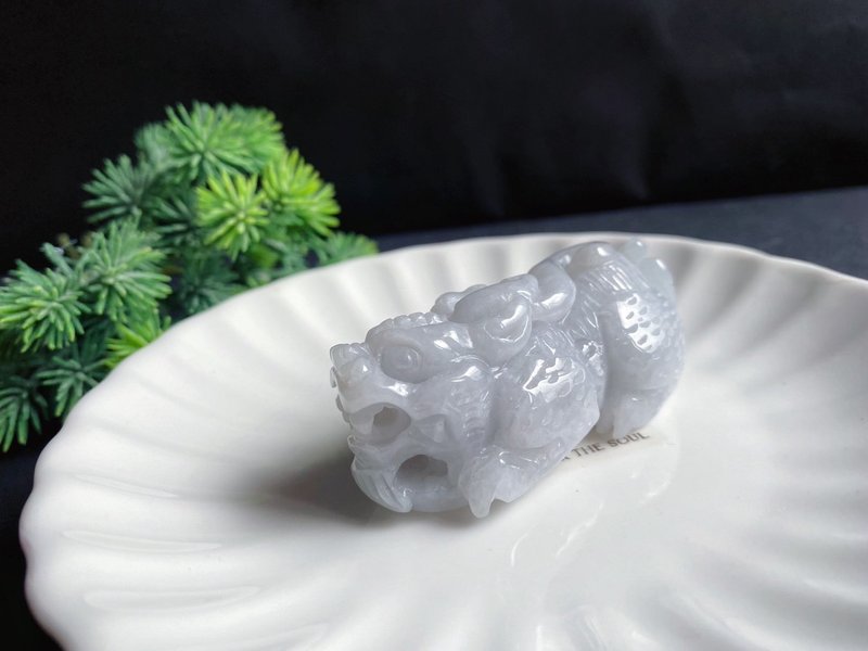 天然缅甸玉 招财神器 霸王貔貅 护主 摆件 礼物 长辈礼 - 项链 - 玉石 白色