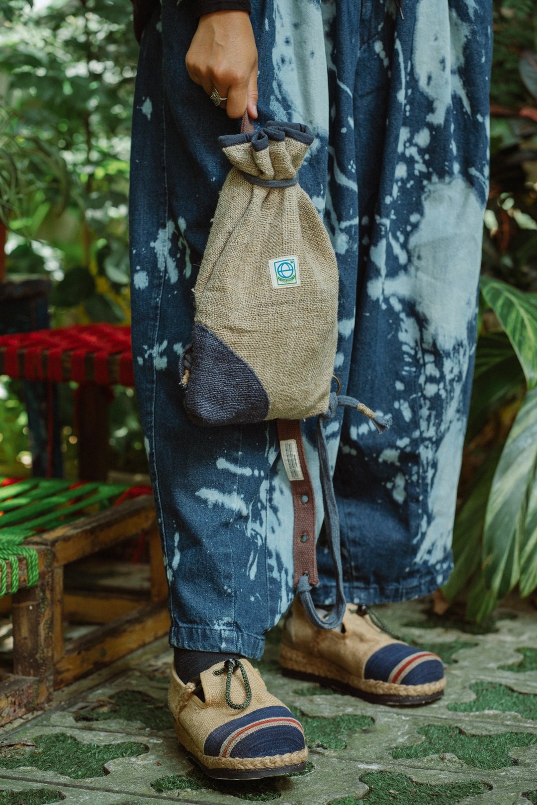 EARTH.er - HEMP DAILY系列-束口小背包 - 束口袋双肩包 - 棉 卡其色