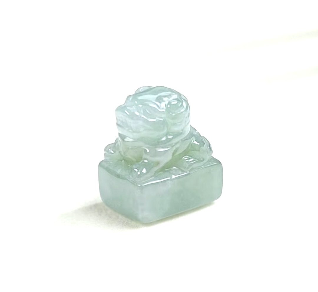 【招财神兽】冰种翡翠貔貅印章 | 天然缅甸玉翡翠 A 货 | 送礼 - 印章/印台 - 玉石 绿色