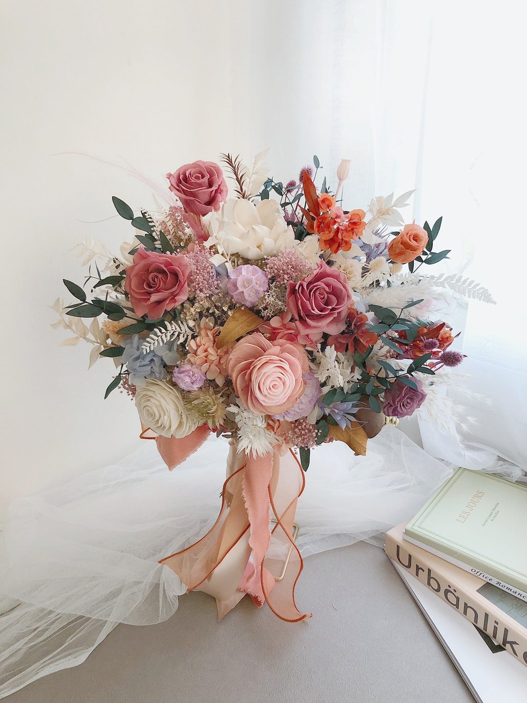 永生花 永生玫瑰花 干燥花 新娘捧花 拍照花束 求婚花束 婚礼婚纱 - 干燥花/捧花 - 植物．花 粉红色