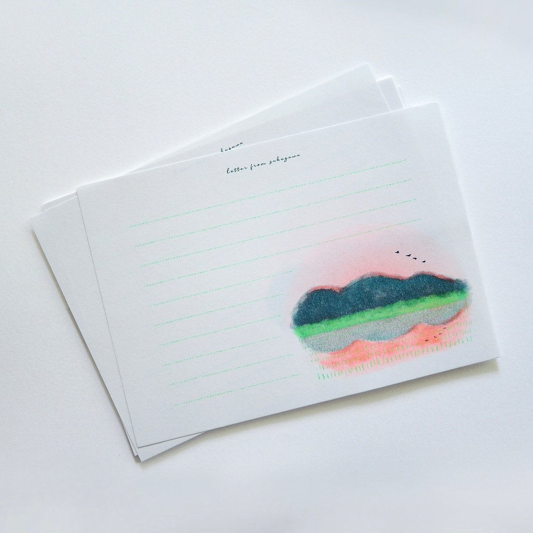 letter from sakegawa ~稻田与夕阳~ - 信封/信纸 - 纸 白色