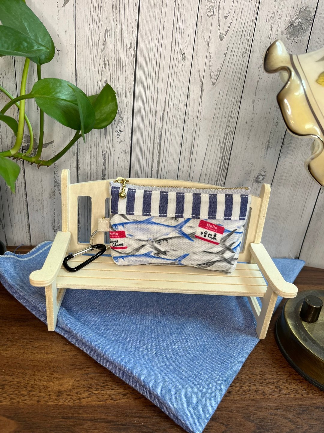 遮目鱼图案小袋　台湾布料 - 化妆包/杂物包 - 棉 