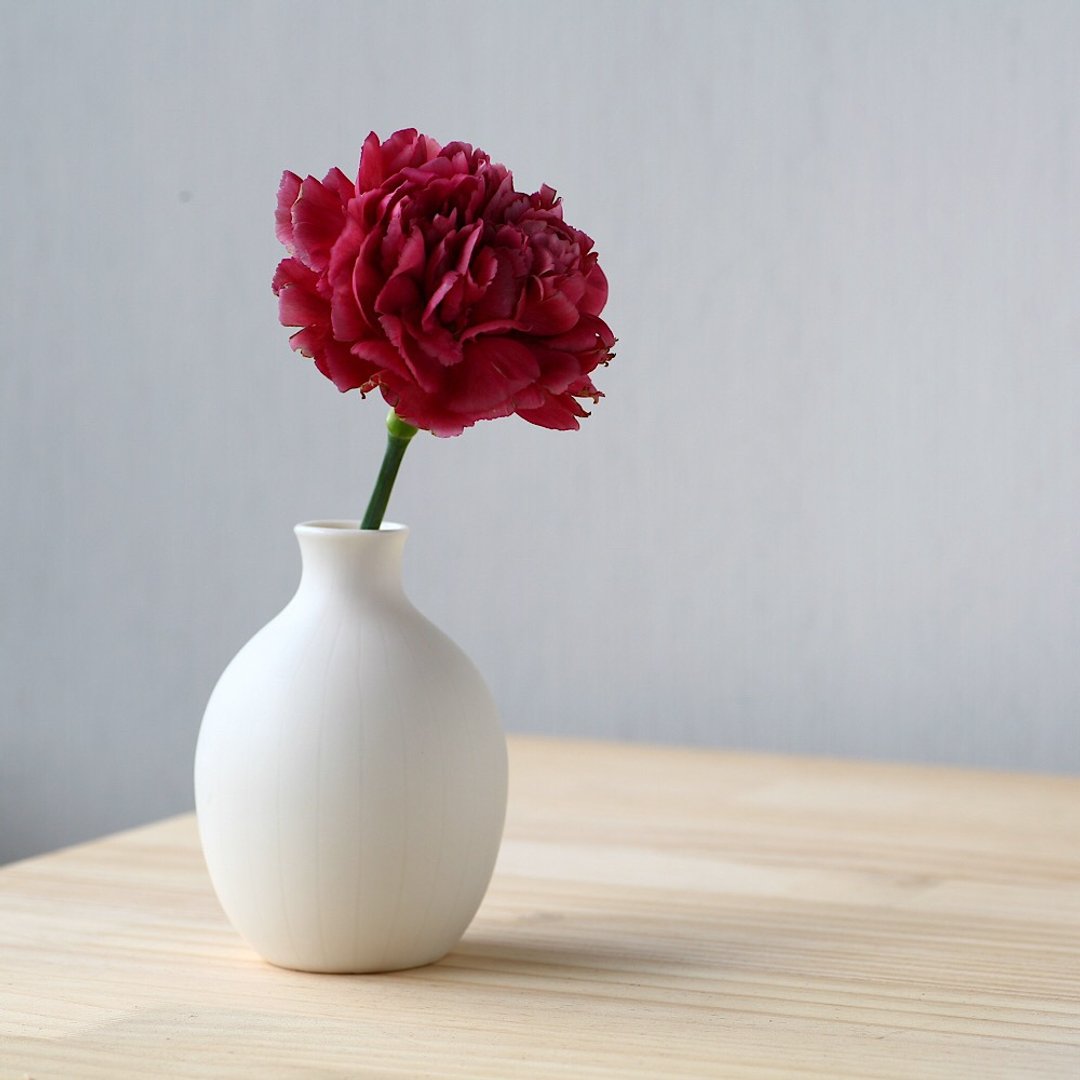 Small white pottery flower vase - 花瓶/陶器 - 陶 白色