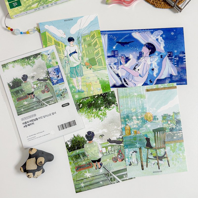 夏日午后插画明信片组 (4款设计) - 卡片/明信片 - 纸 多色