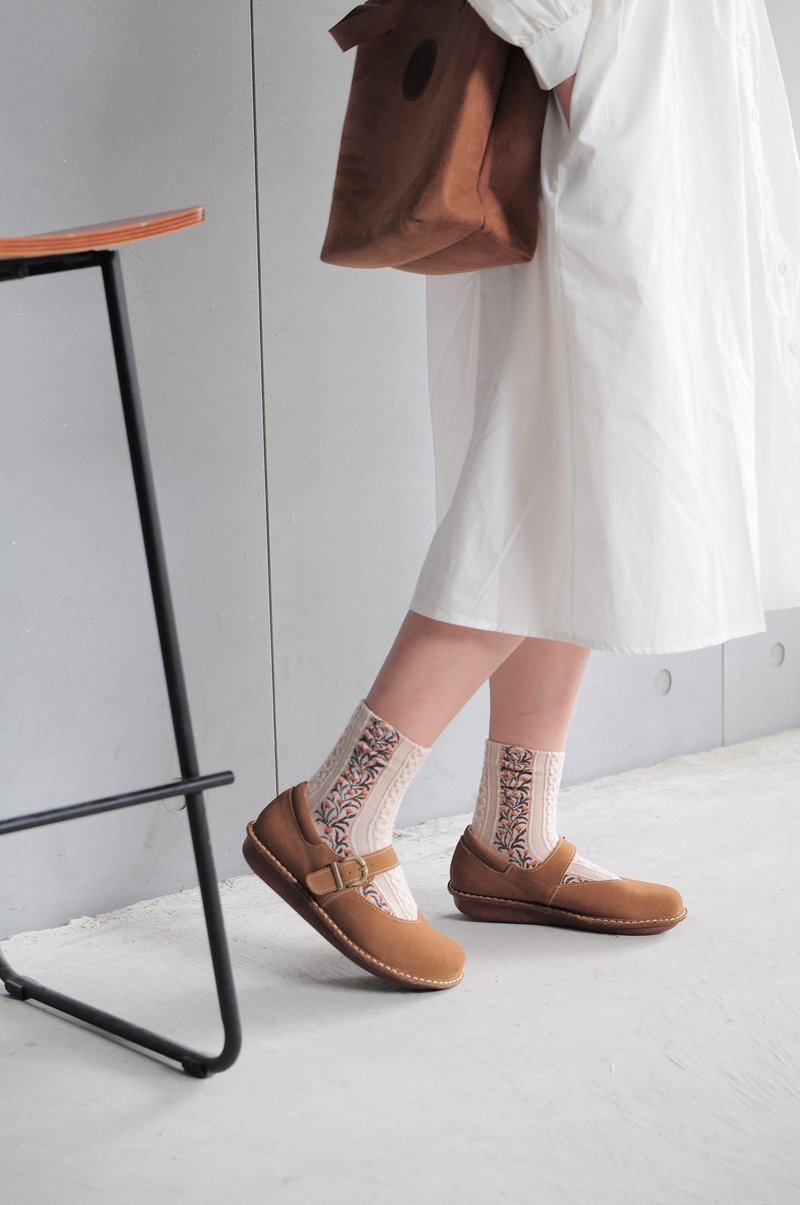 棕色__3M防水-V口大头玛莉珍 A7890 (棕色) - 女款休闲鞋 - 真皮 咖啡色