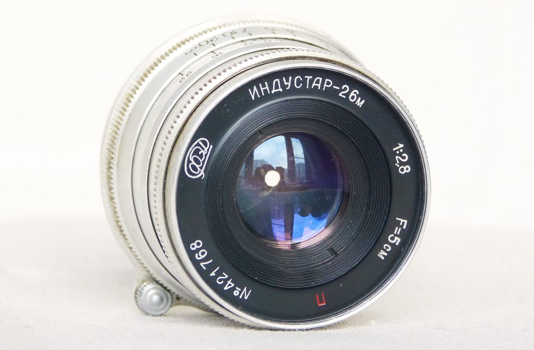 Industar-26M 红色 P 2.8/50银镜头，适用于 M39 LTM 接环旁轴相机，苏联联邦 - 相机 - 其他材质 银色