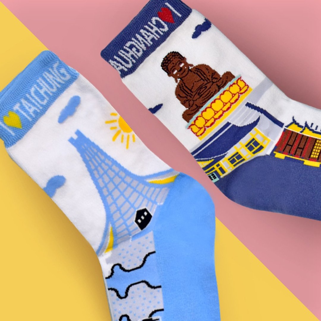 双袜组-台中好游袜Tainan SOCKS+彰化好游袜Changhua SOCKS - 袜子 - 棉 蓝色
